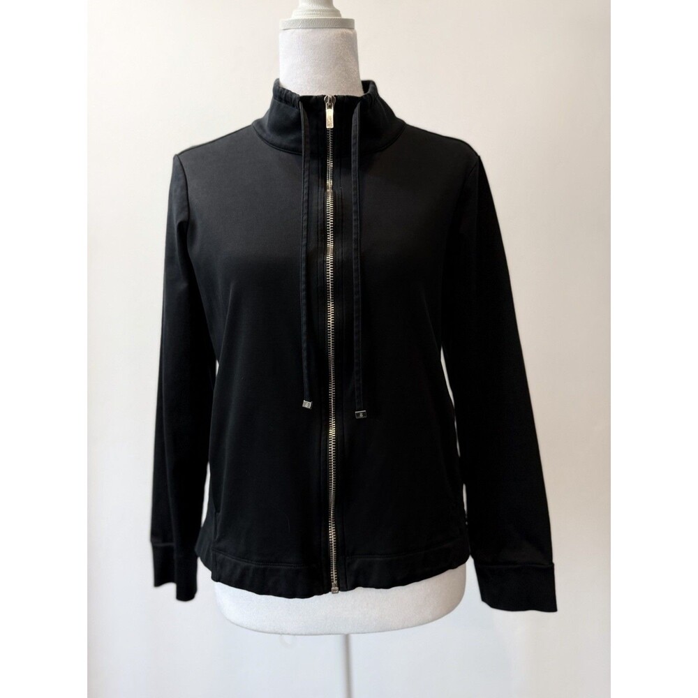 Tommy Bahama Black Full Zip Jacket Pineapple Sequin Back Pima Cotton XS